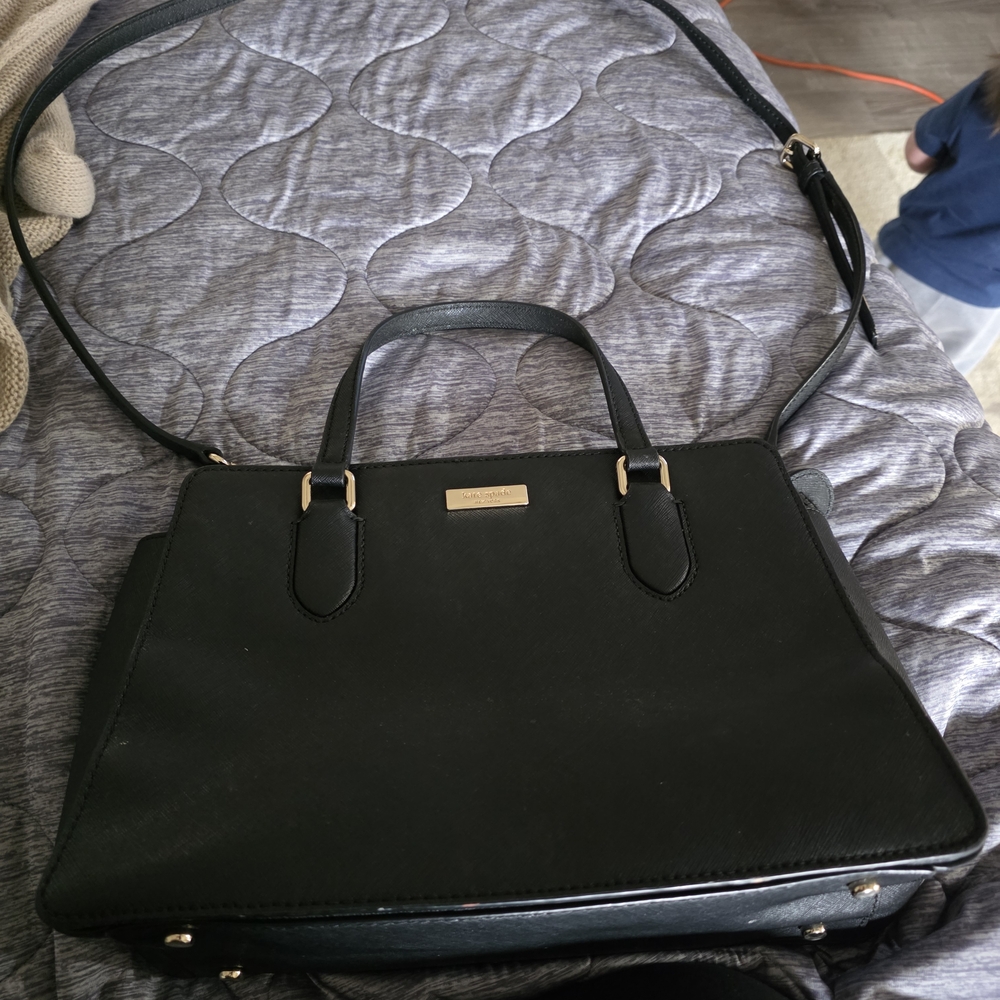 Kate Spade Black Satchel with Gold Accents